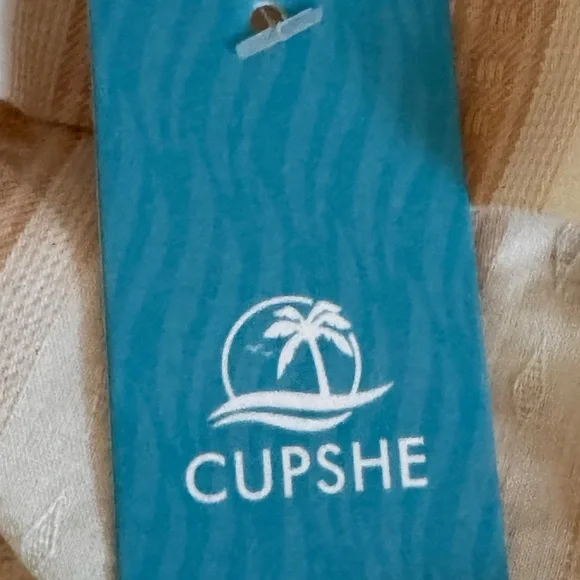 CUPSHE Apricot Stripe Tie Waist Pocket Shorts Cotton Women’s Sz XL High Rise New - Picture 8 of 11